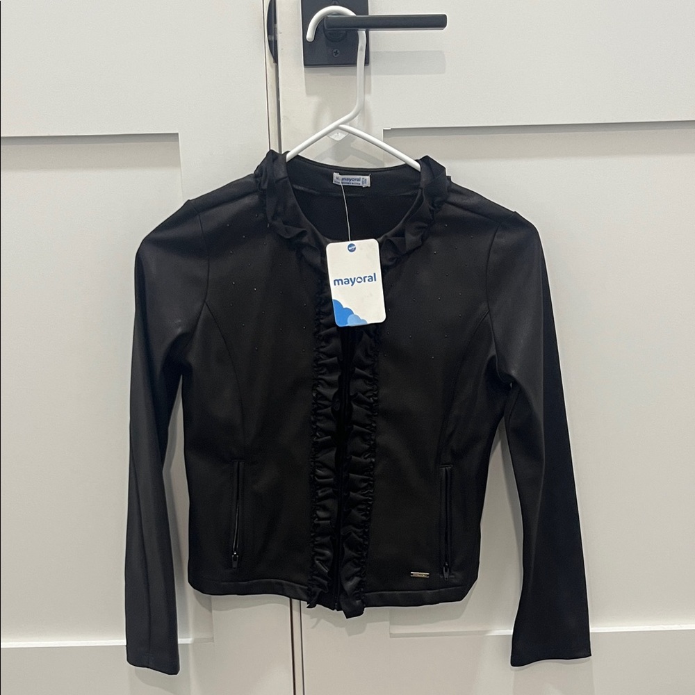 Mayoral Elegant Black Ruffle Jacket